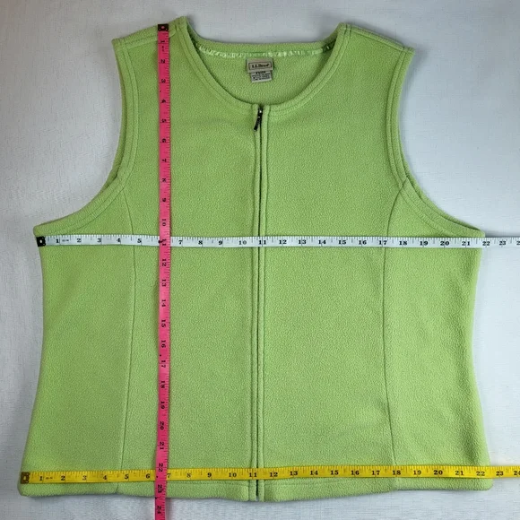 LL Bean Fleece VEST Womens Size XL Light Green Full Zip Sleeveless Collarless - Picture 5 of 14